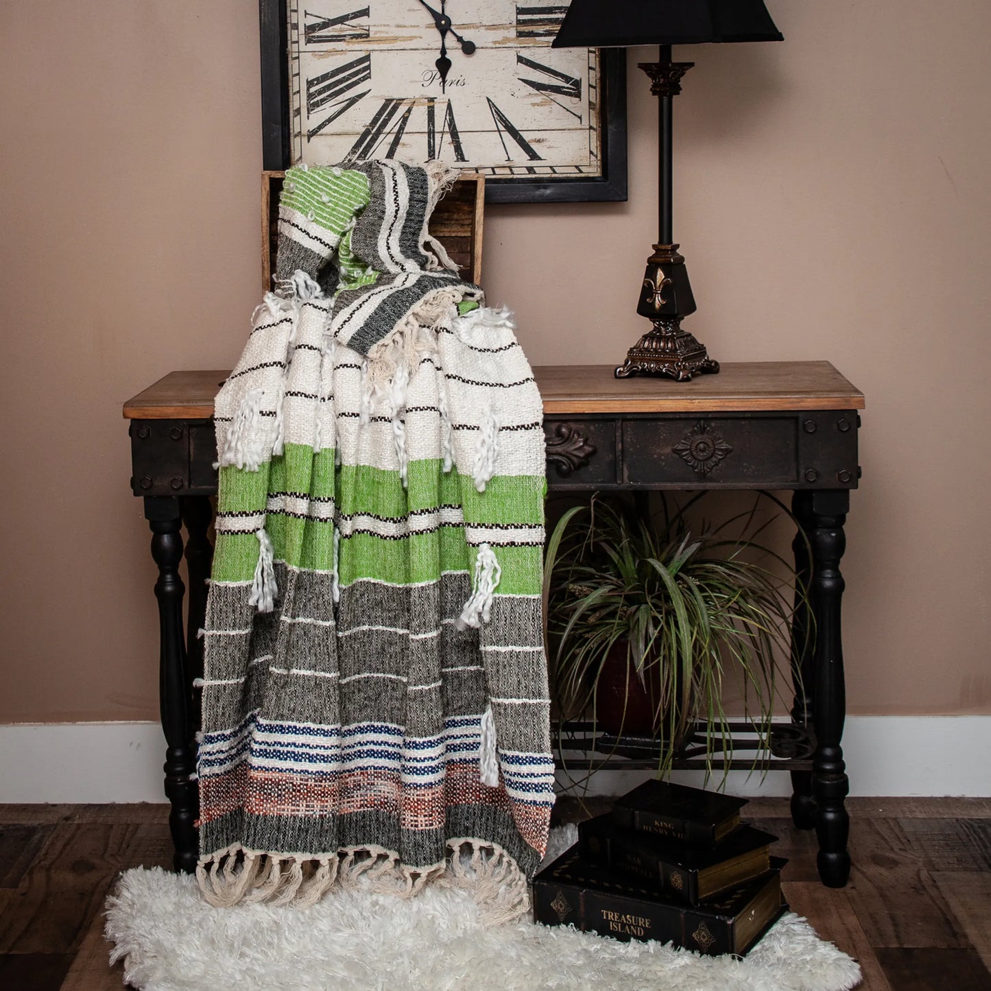 Parkland Collection Ira Eclectic Multicolor WOVEN HANDLOOM Throw