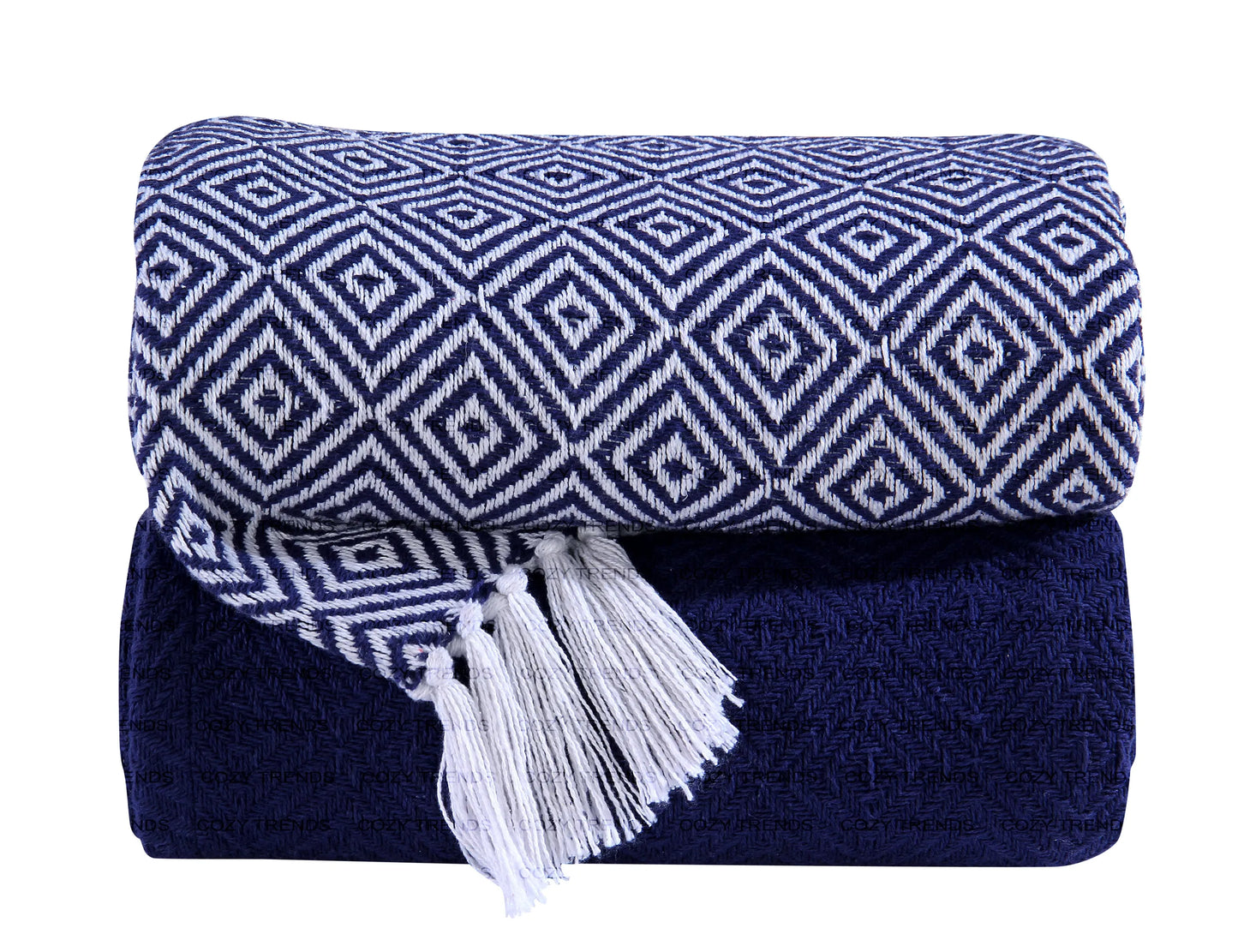 Hand Woven 100% Cotton All Season Couch Chair Bed Decorative Diamond Throw Blankets